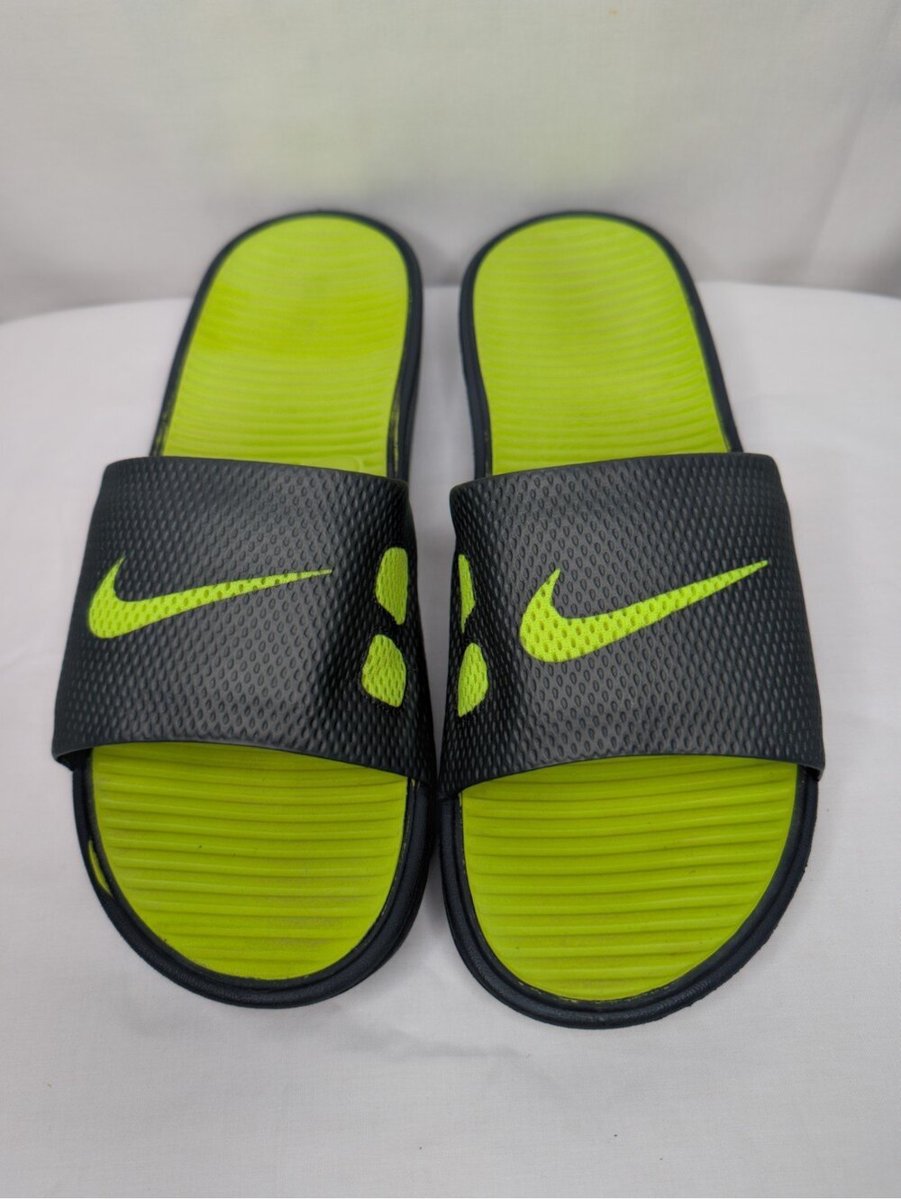 Nike Men's Slide Sandals Black and Neon Green Size 14